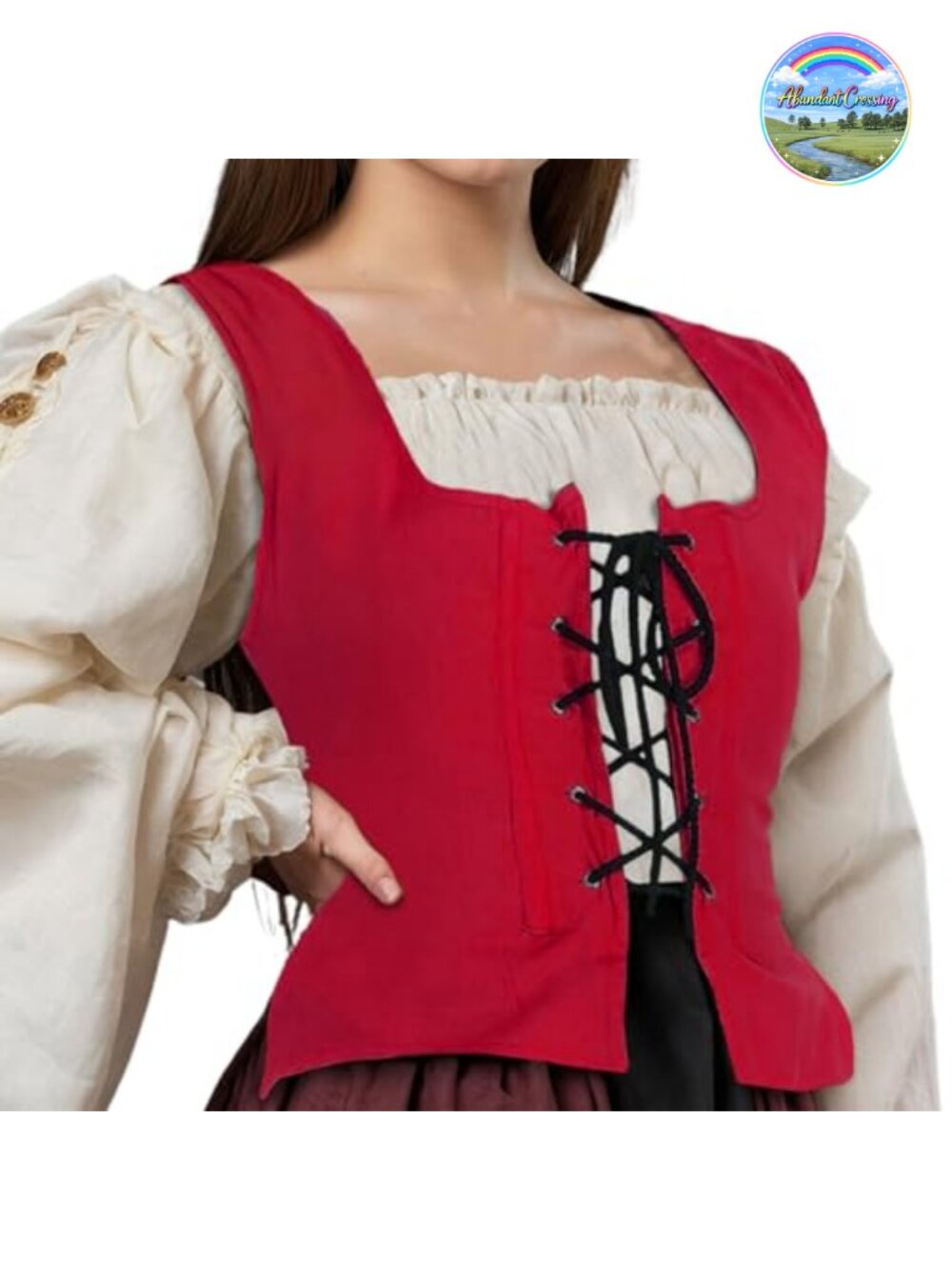 Reversible Renaissance Corset Bodice Costume Top Lace-Up Rayon